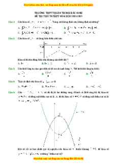 Đề thi thử Toán trường Thuận Thành - Bắc Ninh năm 2023
