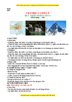 Giáo án Bài 5 Địa lí 7 Chân trời sáng tạo (2024): Thiên nhiên Châu Á