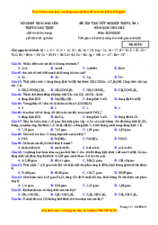 Đề thi thử Hóa học trường Gang Thép lần 1 năm 2023