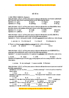 Đề thi trắc nghiệm Tiếng anh 10 năm 2022 - 2023 (Đề 25)