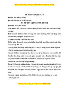 Đề thi học kì 2 Ngữ văn 6 Cánh diều (Đề 1)