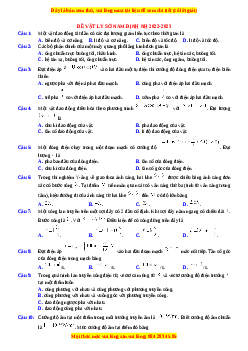 Đề thi thử Vật lí Sở Nam Định năm 2023