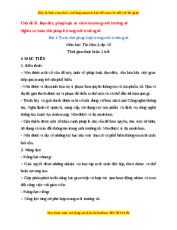 Giáo án Tin học 10 Bài 1 (Cánh diều): Tuân thủ pháp luật trong môi trường số