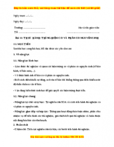 Giáo án Sinh học 10 Bài 11 (Kết nối tri thức): Thực hành co và phản co nguyên sinh