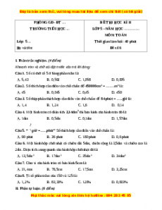 Đề thi cuối kì 2 Toán lớp 5 năm 2023 (Đề 6)