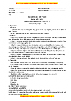 Giáo án Toán 12 học kì II Giải tích Bài 1: Số phức