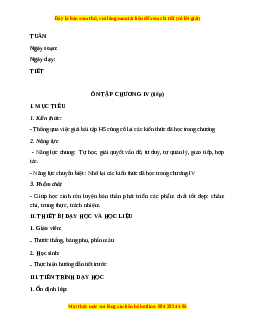 Giáo án Ôn tập chương 4 (Tiếp theo) Toán 9 Học kì 2