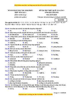 Đề thi thử Hóa Học trường Yên Lạc 2 lần 3 năm 2023