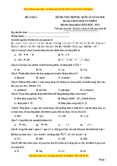 Đề thi THPT Quốc Gia Hóa năm 2023 Beeclass - Đề 4