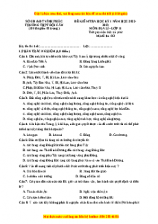 Đề thi học kì 1 Địa lý 11 trường THPT Đội Cấn - Vĩnh Phúc