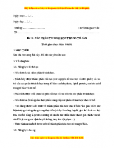 Giáo án Bài 6: Các phân tử sinh học Sinh học 10 Cánh diều
