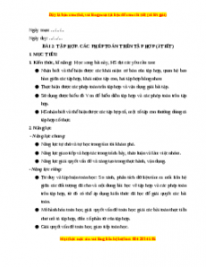 Giáo án Tập hợp. Các phép toán trên tập hợp Toán 10 Cánh diều
