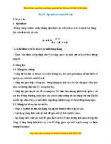Giáo án Áp suất trên một bề mặt Vật lí 8 Kết nối tri thức