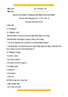 Giáo án Bài 26 Vật lí 10 Kết nối tri thức (2024): Cơ năng và định luật bảo toàn cơ năng