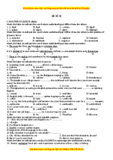 Đề thi trắc nghiệm Tiếng anh 10 năm 2022 - 2023 (Đề 37)