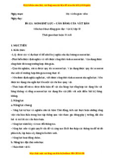 Giáo án Bài 21 Vật lí 10 Kết nối tri thức (2024): Moment lực - Cân bằng lực của vật rắn