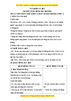 Giáo án Bài 12: Tiêu dùng tiết kiệm và bảo vệ môi trường Tự nhiên và xã hội lớp 3 Chân trời sáng tạo