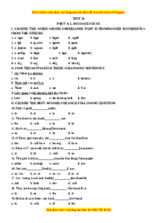 Test 24 - Bộ đề bồi dưỡng học sinh giỏi tiếng Anh toàn diện lớp 6 - Giáo viên Linh Đan