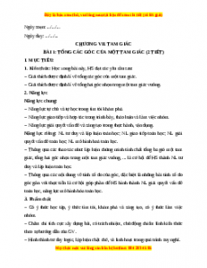 Giáo án Tổng các góc của một tam giác Toán 7 Cánh diều