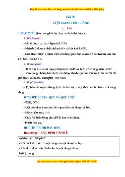 Giáo án Bài 20 Lịch sử 7 Cánh diều (2024): Việt Nam thời Lê Sơ