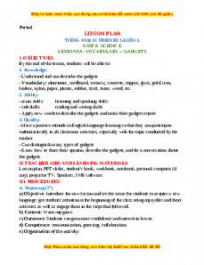 Giáo án Unit 8: Science Tiếng Anh 10 Friends global