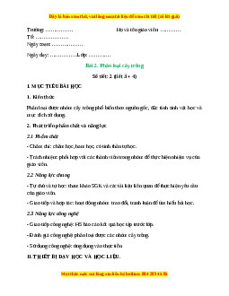 Giáo án Bài 2: Phân loại cây trồng Công nghệ 10 Cánh diều