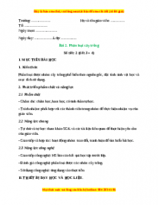 Giáo án Bài 2: Phân loại cây trồng Công nghệ 10 Cánh diều