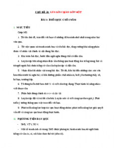Giáo án Tiếng việt 1 Chân trời sáng tạo Gửi lời chào lớp 1