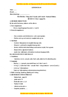 Giáo án Review 2 Tiếng anh 3 family and friends