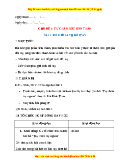 Giáo án Bài 1 Đạo đức 1 Kết nối tri thức: Em giữ sạch đôi tay