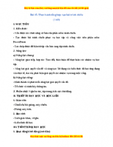 Giáo án Tin học 7 Cánh diều Chủ đề E Bài 15: Thực hành tổng hợp: tạo bài trình chiếu