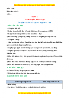 Giáo án Ôn tập về các số trong phạm vi 1000 Toán 3 Cánh diều Toán 3