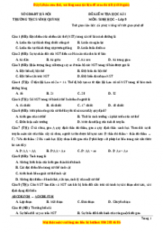 Đề thi học kì 1 Sinh học 9 năm 2023 trường THCS Vĩnh Quỳnh - Hà Nội