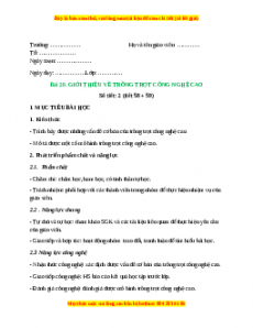 Giáo án Bài 20: Giới thiệu về trồng trọt công nghệ cao Công nghệ 10 Cánh diều