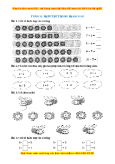 Bài tập cuối tuần Toán lớp 1 Tuần 12 Kết nối tri thức (có lời giải)