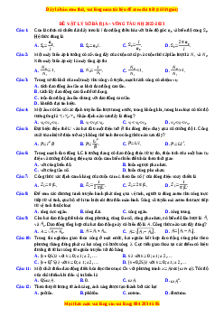 Đề thi thử Vật lí Sở Bà Rịa - Vũng Tàu năm 2023