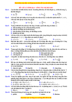 Đề thi thử Vật lí Sở Bà Rịa - Vũng Tàu năm 2023