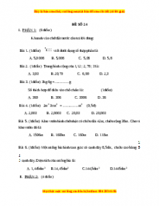 Bộ đề thi Toán 5 học kì 1 năm 2022 - 2023 - Đề 24