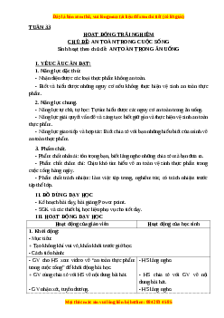 Giáo án HĐTN lớp 3 Tuần 33 Cánh diều: An toàn trong ăn uống