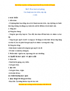 Giáo án Tin học 7 Cánh diều Chủ đề F Bài 5: Thực hành mô phỏng Các thuật toán tìm kiếm, sắp xếp