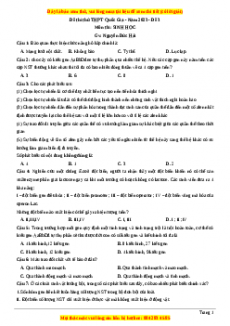 Đề thi thử THPT Quốc Gia môn Sinh học có đáp án ( đề 3 ) - thầy Nguyễn Đức Hải