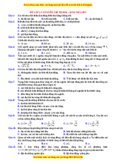Đề thi thử Vật lí trường Nguyễn Chí Thanh - HCM năm 2023