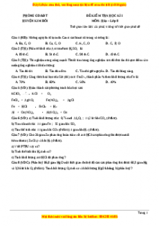 Đề thi học kì 1 Hóa lớp 8 năm 2023 Phòng GD và ĐT Kim Bôi