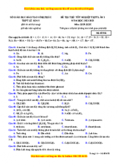 Đề thi thử Hóa học trường Lê Xoay lần 3 năm 2023
