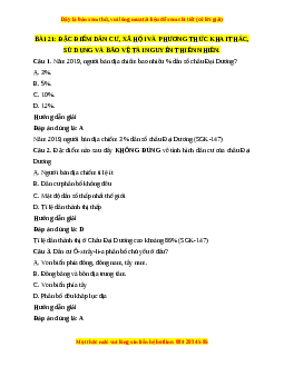 Trắc nghiệm Bài 21: Đặc điểm dân cư, xã hội và phương thức con người khai thác, sử dụng và bảo vệ thiên nhiên ở Ô-xtrây-li-a