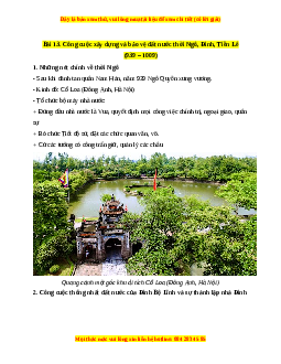 Lý thuyết Lịch sử 7 Cánh diều Bài 13: Công cuộc xây dựng và bảo vệ đất nước thời Ngô, Đinh, Tiền Lê (939-1009)