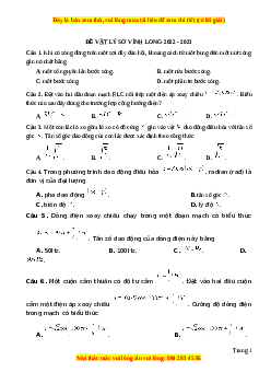 Đề thi thử Vật lí Sở Vĩnh Long năm 2023