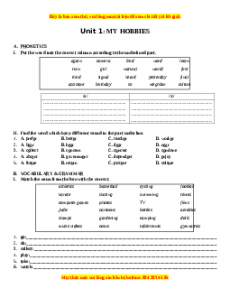 Bài tập Tiếng Anh 7 chương trình thí điểm có đáp án - Lưu Hoằng Trí