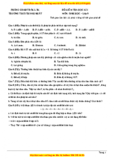 Đề thi học kì 1 Sinh học 9 năm 2023 trường THCS Thành Nhất - Đăk Lăk