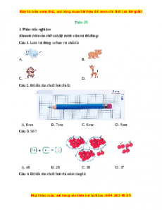 Phiếu bài tập cuối tuần Toán lớp 1 Tuần 25 Kết nối tri thức